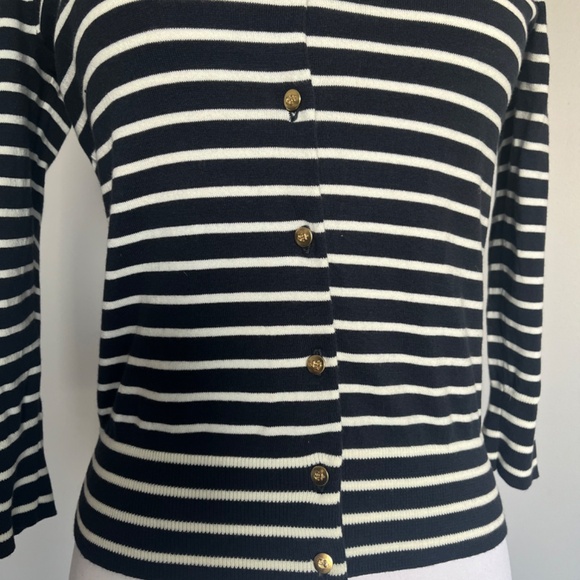 J. Crew Striped Jackie Sail Cardigan w/ Gold Anchor Buttons Nautical Top Sweater - Picture 5 of 12